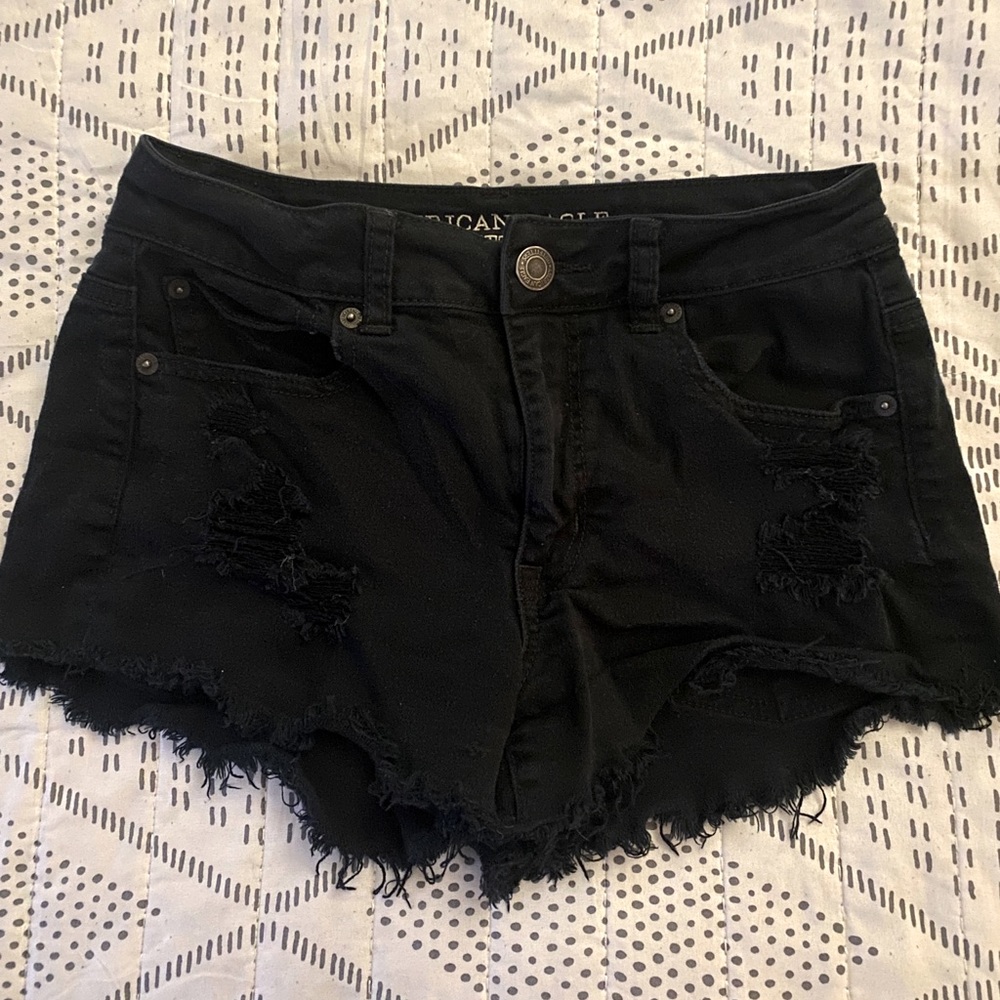 American Eagle black jean shorts